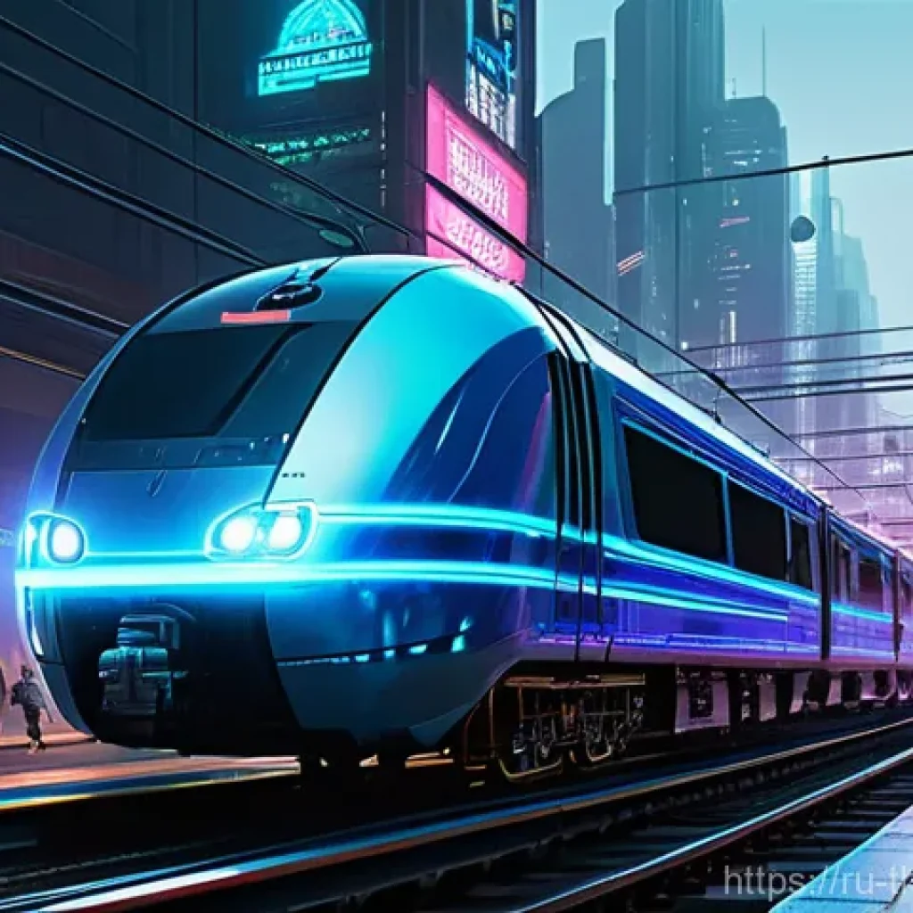 토마스와 친구들 창작 팬아트 - **Prompt 1: Cyberpunk Thomas in a Futuristic Cityscape**
"A sleek, cyberpunk-styled train, reima...